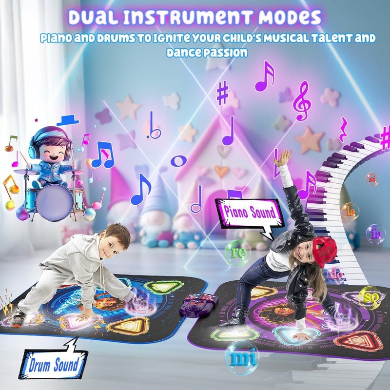 Surelect Store Dance Mat, 2025 Rechargeable Light-Up 2-Player Opposing Dance Pad with Bluetooth, 12-Button Music Dancing Toy, Christmas Birthday Gift for 3-12 Year Old Boys Girls - Image 4
